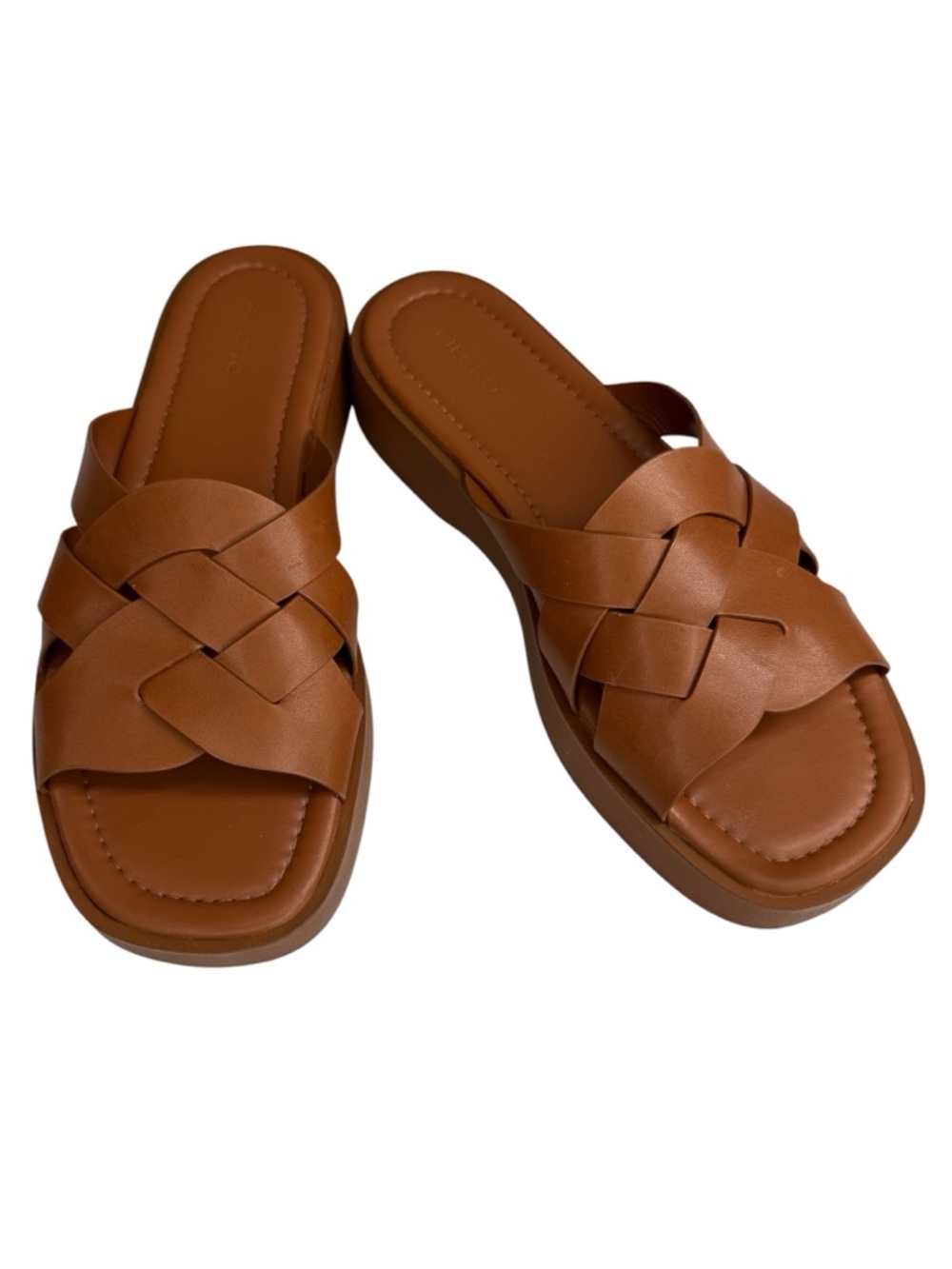Pilcro Woven Tan Leather Slide Sandals Platform Comfort Anthropologie EU 41